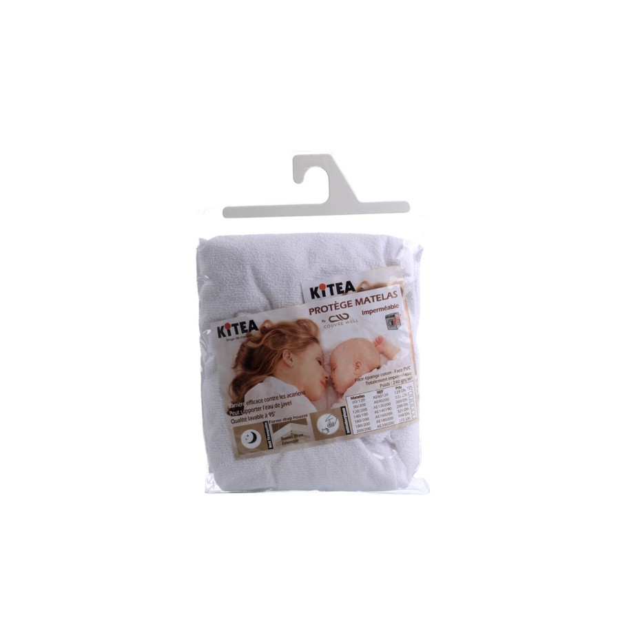 Protège Matelas Alese Face Eponge Plastif 160X200Cm - Blanc Textile blanc