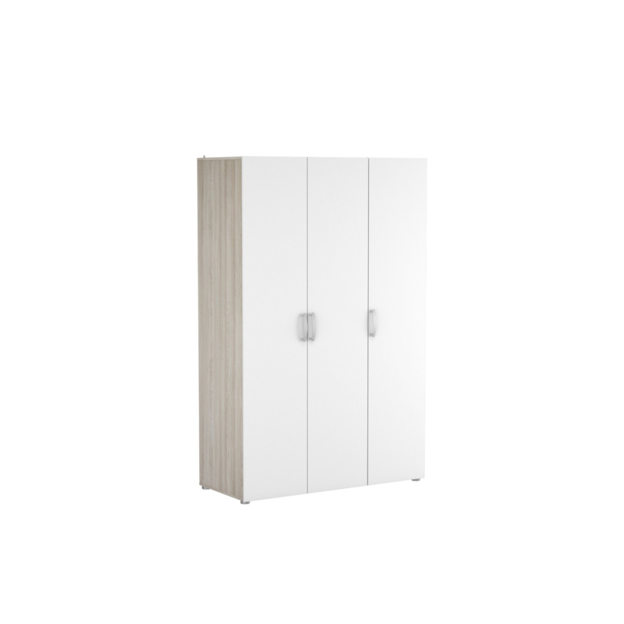 Armoire Nano 3 Portes + 1/2 Penderie Et 1/2 Lingère - Chêne / Blanc Rangements