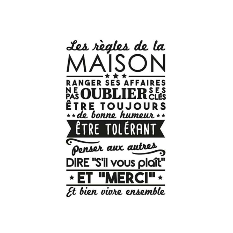 Sticker Mural Les Regles De La Maison - Noir Accessoires