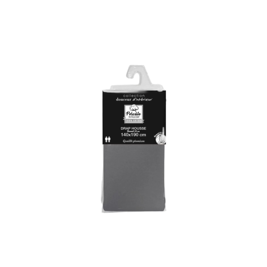 Drap Housse 140X190 Cm Pour 2 Personnes - Gris Foncé Draps
