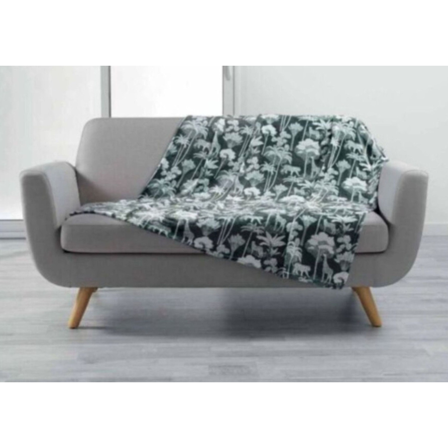 Plaid 125X150Cm Imprime Equatoria Jungle - Kaki Plaid et couvertures