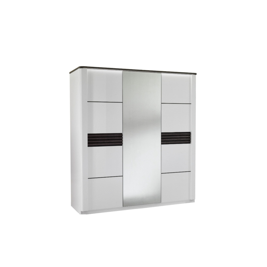 Armoire Vertigo Avec 3 Portes - Chêne Gris / Blanc Chambre double