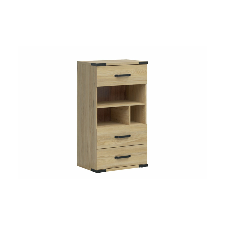 Commode Lara Avec 3 Tiroirs + 3 Niches - Chêne Chambre enfant