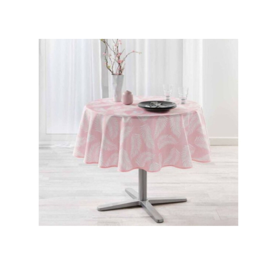 Nappe Ronde Imprimée Lifette - Rose Nappe et serviettes