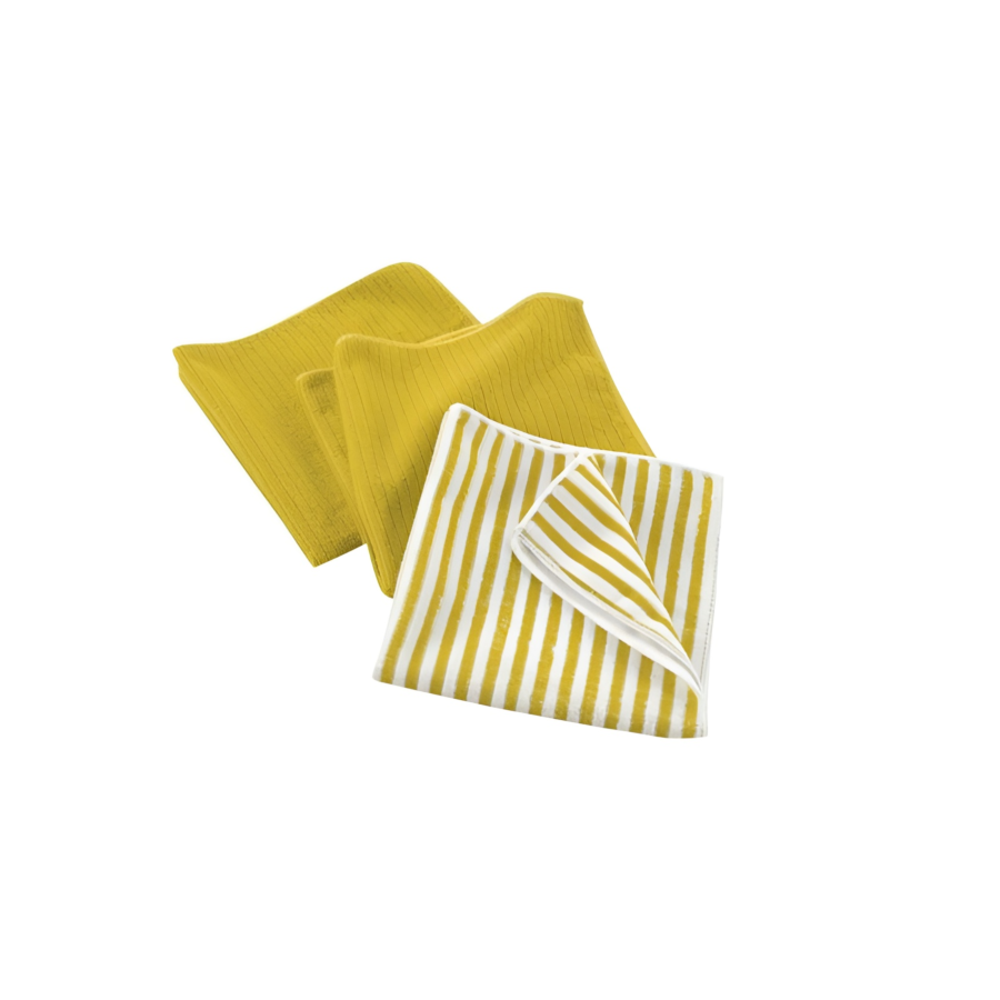Lot De 3 Torchons Cuistot Microfibre - Jaune Nappe et serviettes