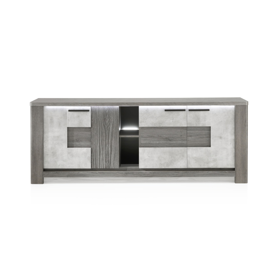 Buffet Bolzano 4 Portes Avec Led Chêne Béton Les Bons Plans