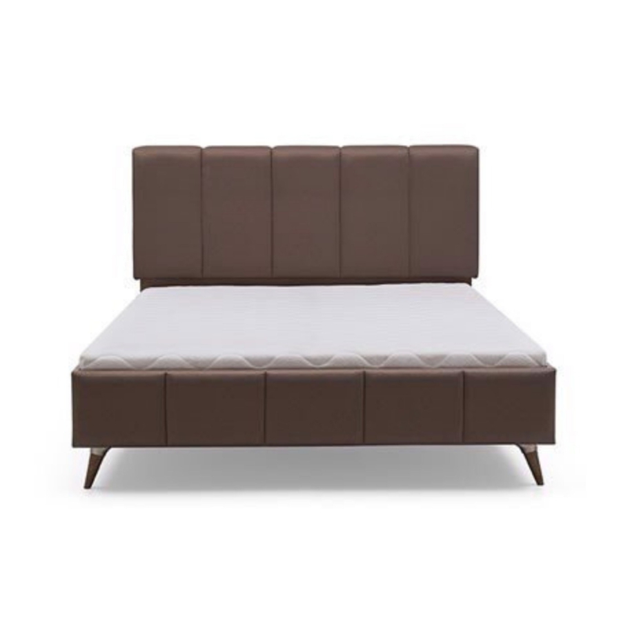 Lit Clara 160 X 200 Avec Sommier - Taupe / Noyer Déstockage