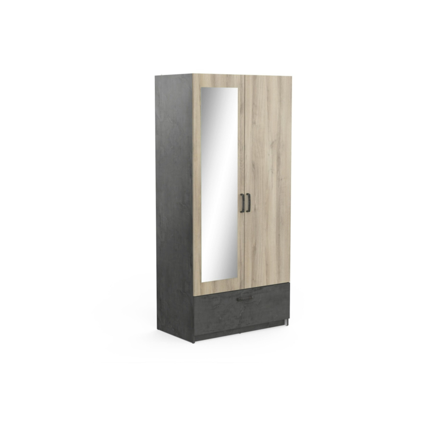 Armoire Ready 2 Portes - Chêne / Gris Essentiel HIVER