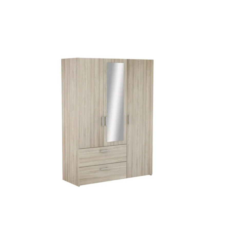 Armoire Ready 3 Portes + 2 Tiroirs + 1 Miroir - Chêne Essentiel HIVER