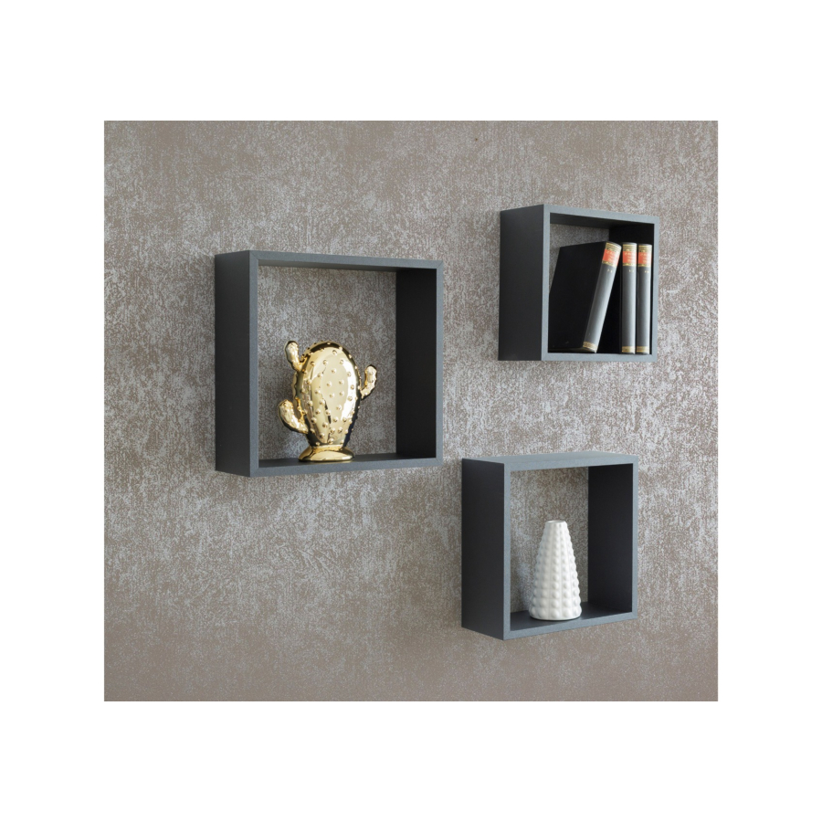 Set De 3 Etagères Shelvy - Gris Déstockage