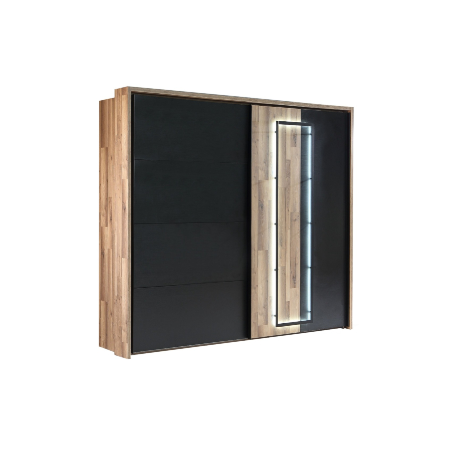 Armoire Sirius Crown Avec 2 Portes - Chêne / Noir Essentiel HIVER