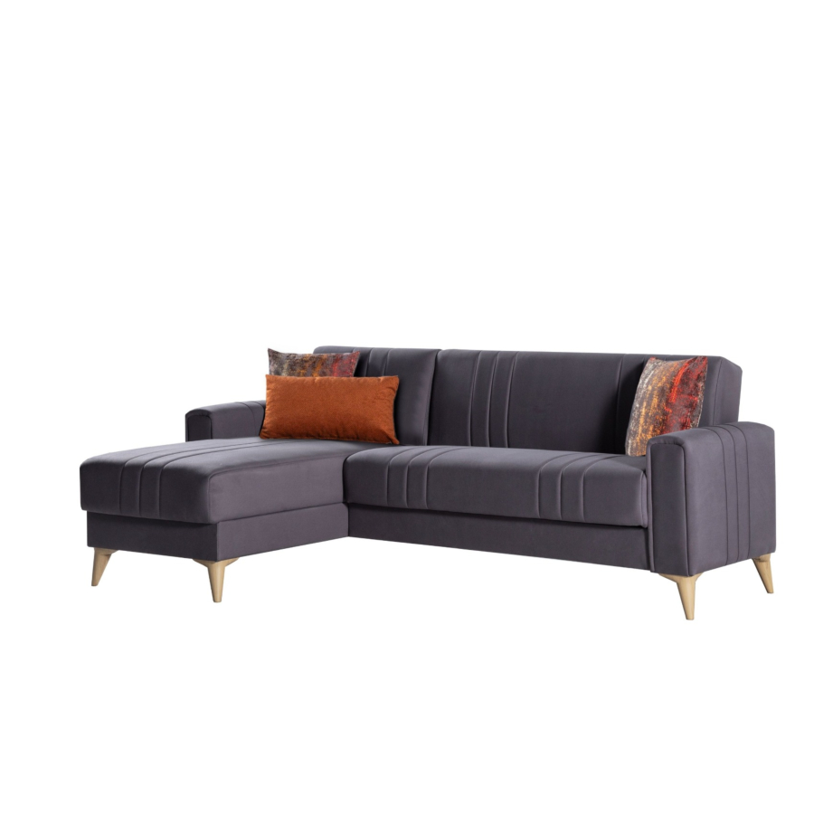 Canapé D'Angle Omega Avec Fonction Lit Et Coffre - Anthracite Déstockage