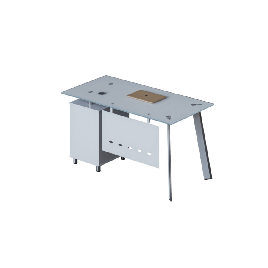 Bureau Opérationnel Shiraz Avec Caisson - Blanc Mobilier Pro