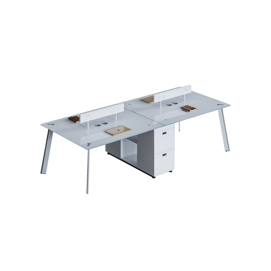 Workstation 4 Places Shiraz - Blanc Mobilier Pro