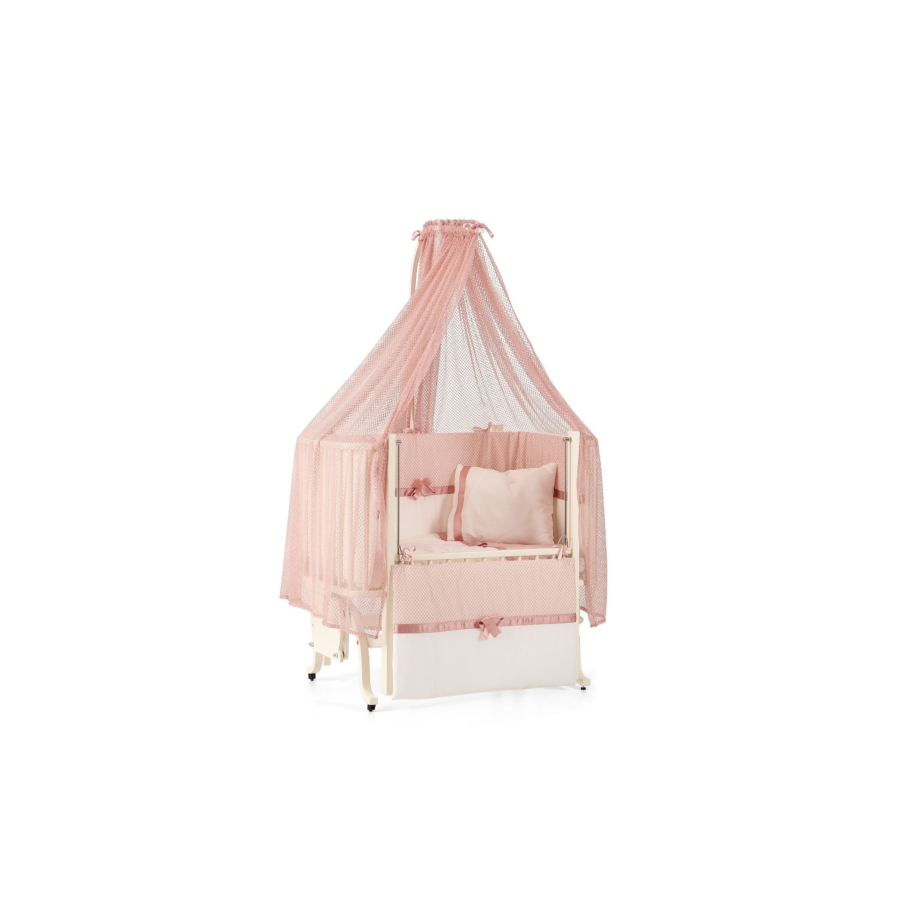Berceau Mood 50X90Cm Avec Matelas Et Moustiquaire - Blanc/Rose Lits bébés