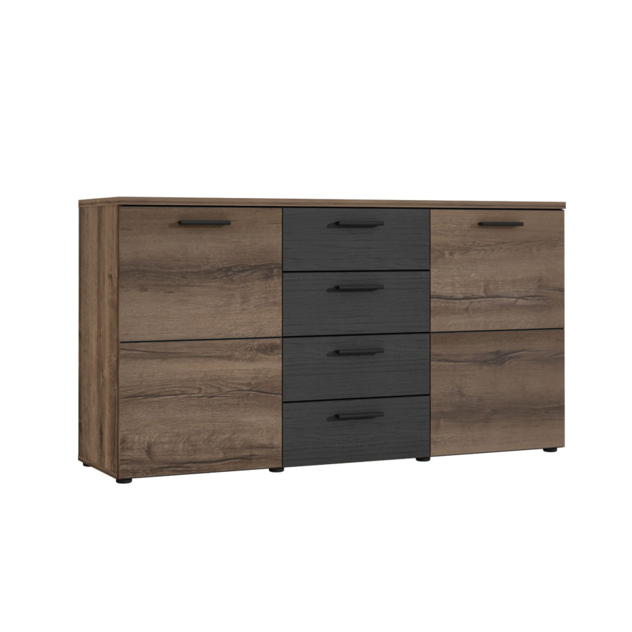 Buffet Durango Avec 2 Portes + 4 Tiroirs - Chêne Noir Séjour