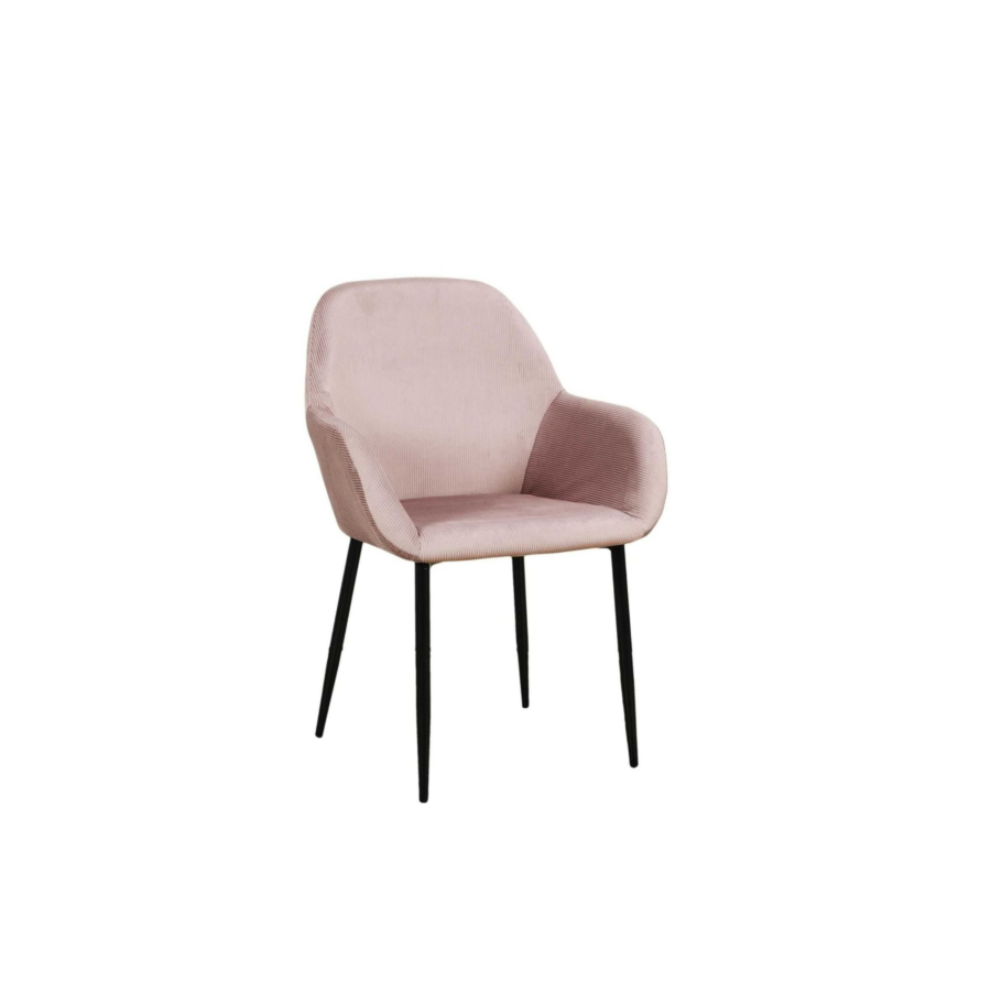 Fauteuil Giulia En Velours Côtèle 59X44,5X84Cm - Rose Clair Fauteuil moderne