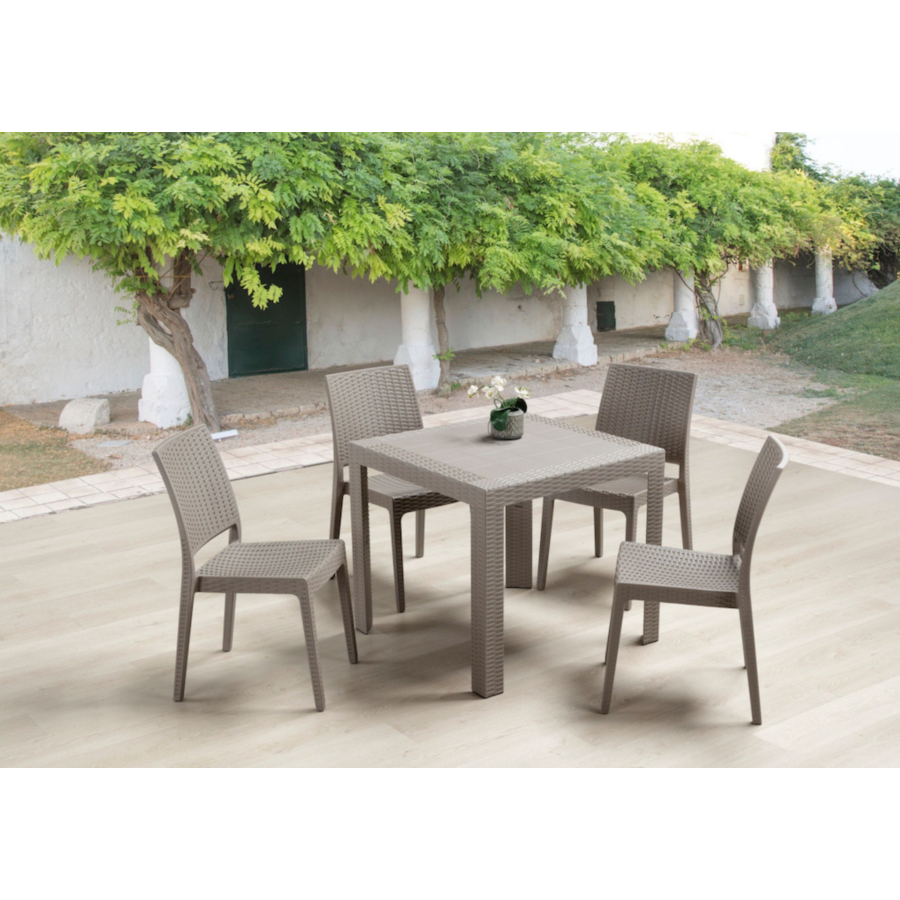 Set Table Carrée Saturno + 4 Chaises Meubles jardin