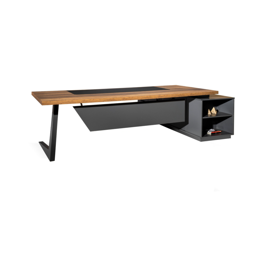 Bureau Directionnel Gauche Oscar Z - Chêne / Gris Bons plans Bureaux