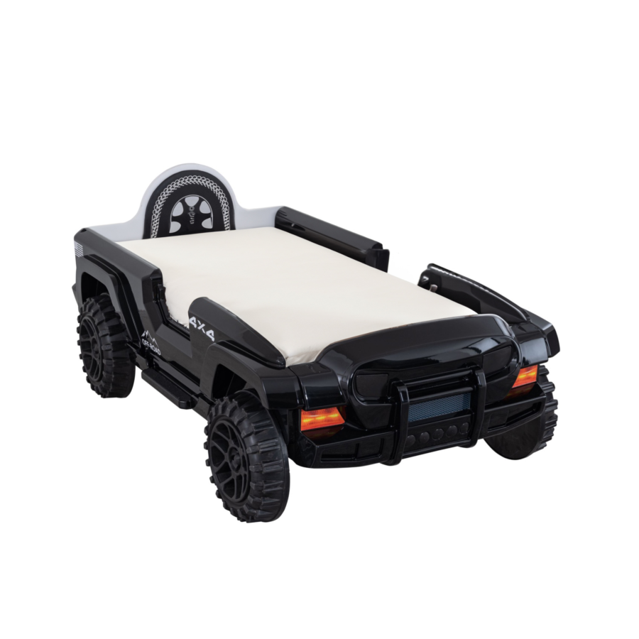 Lit Voiture Jeep 90X190Cm Avec Sommier - Noir Chambre enfant