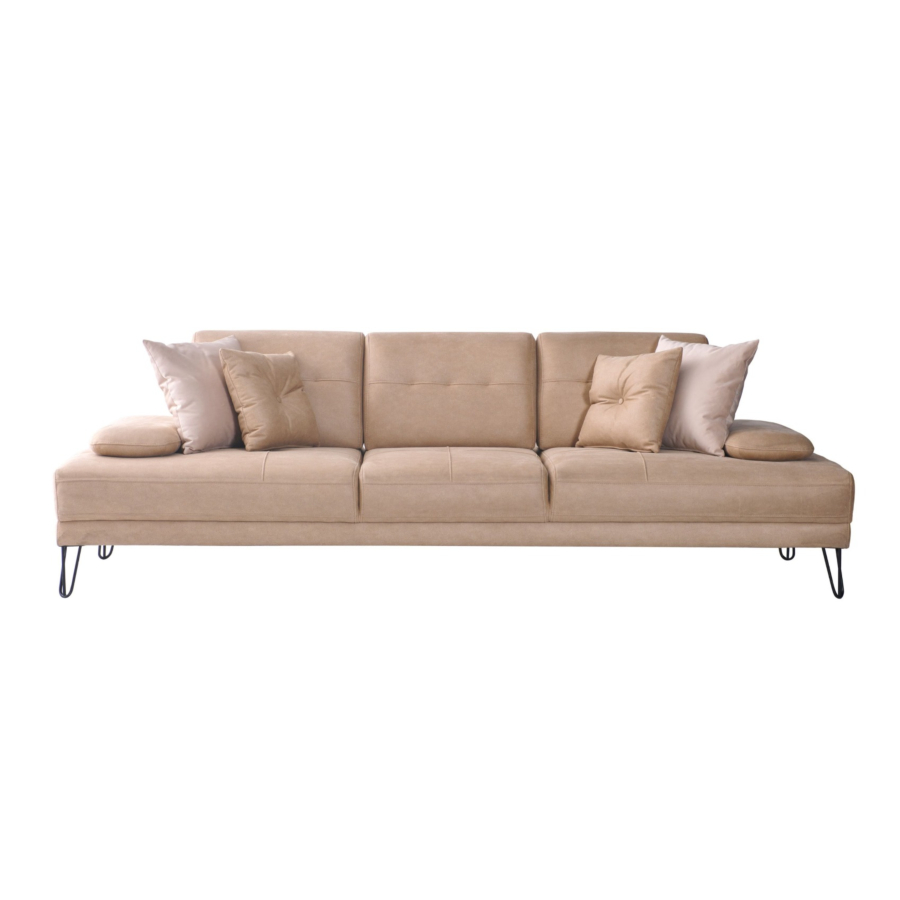 Salon New Bass 2 Canapés + 1 Fauteuil - Beige Soldes été