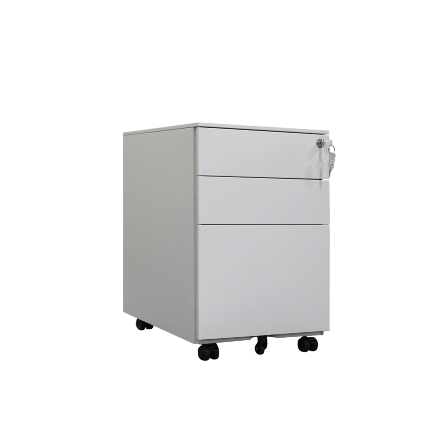 Caisson Mobile Steel 3 Tiroirs - Gris/Blanc Mobilier Pro