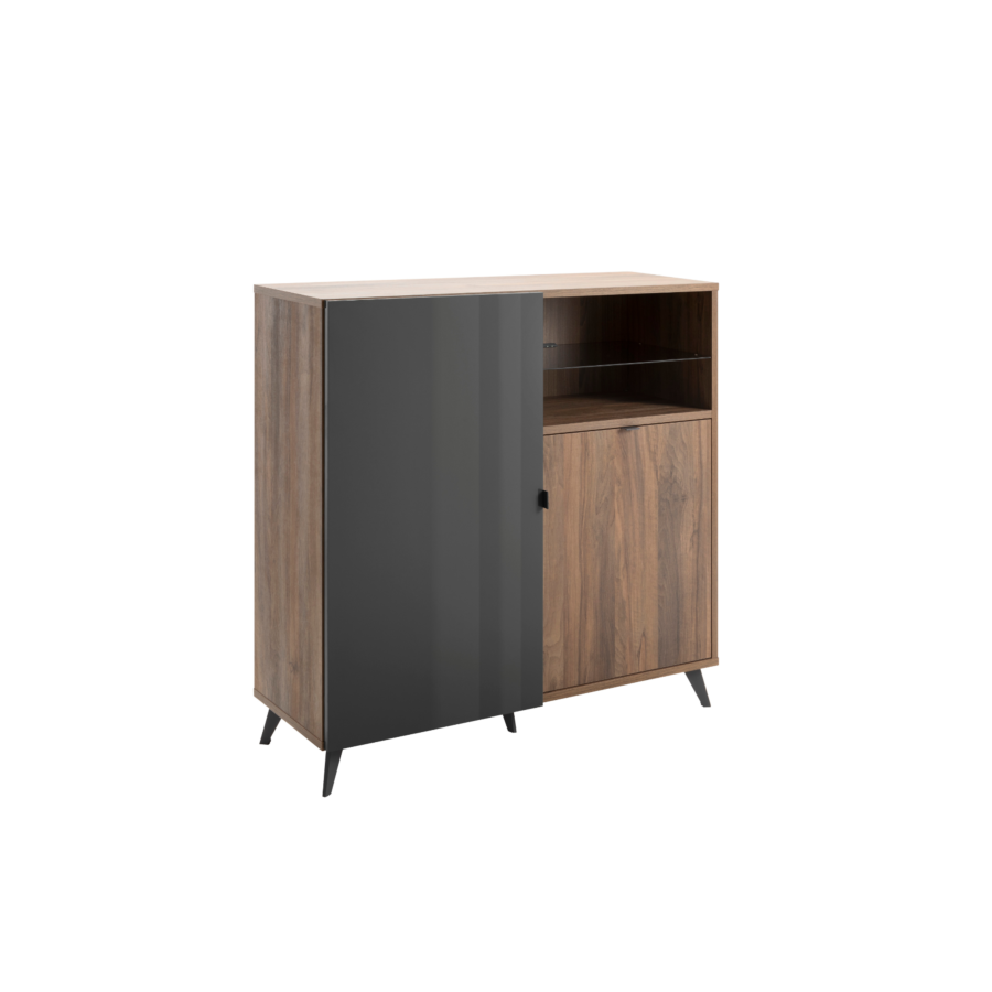 Buffet Haut Infinito - Gris Anthracite / Marron Salon et séjour