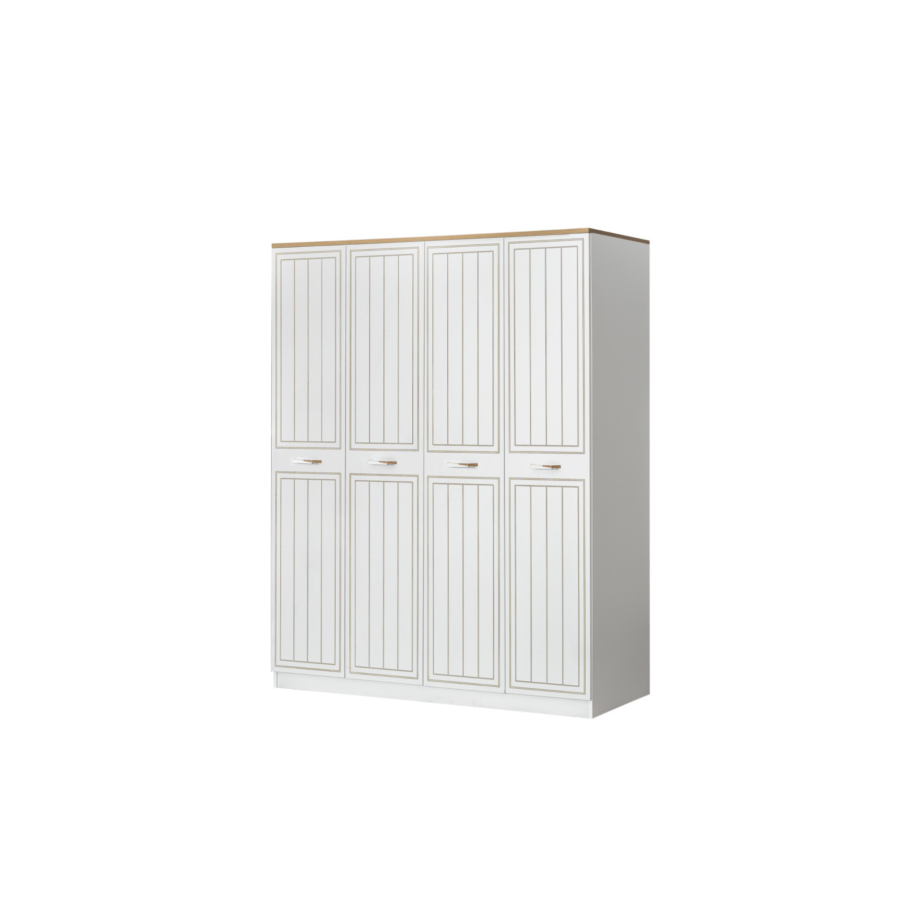 Armoire Mango 4 Portes - Blanc / Chêne Chambre enfant