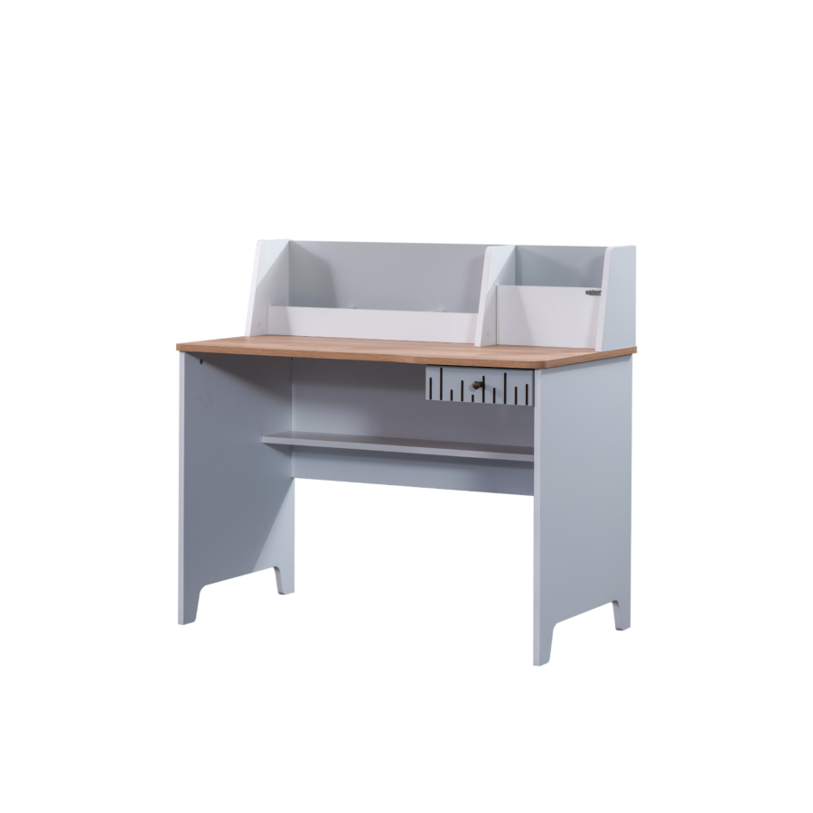 Bureau Lucas 1 Tiroir - Gris / Blanc / Beige Bureaux