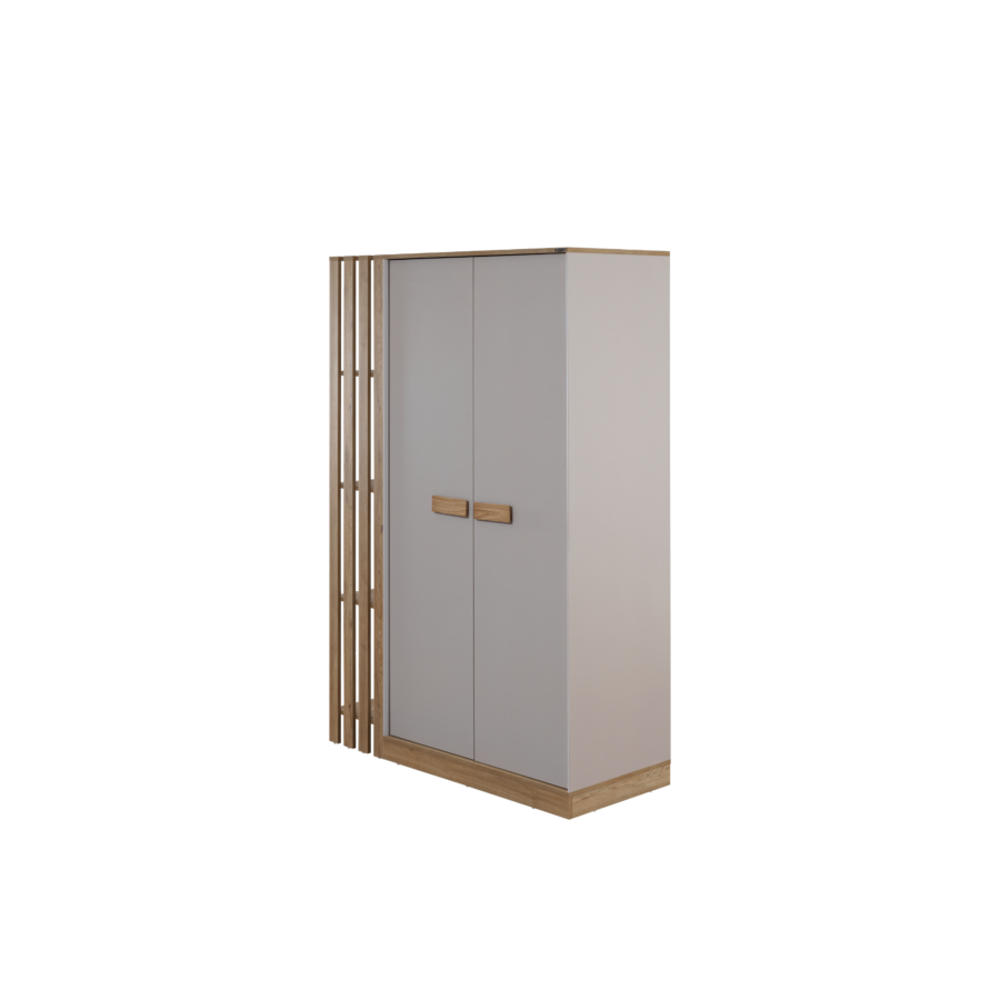 Armoire Huga 2 Portes 4 Niches - Beige / Chêne Chambre enfant