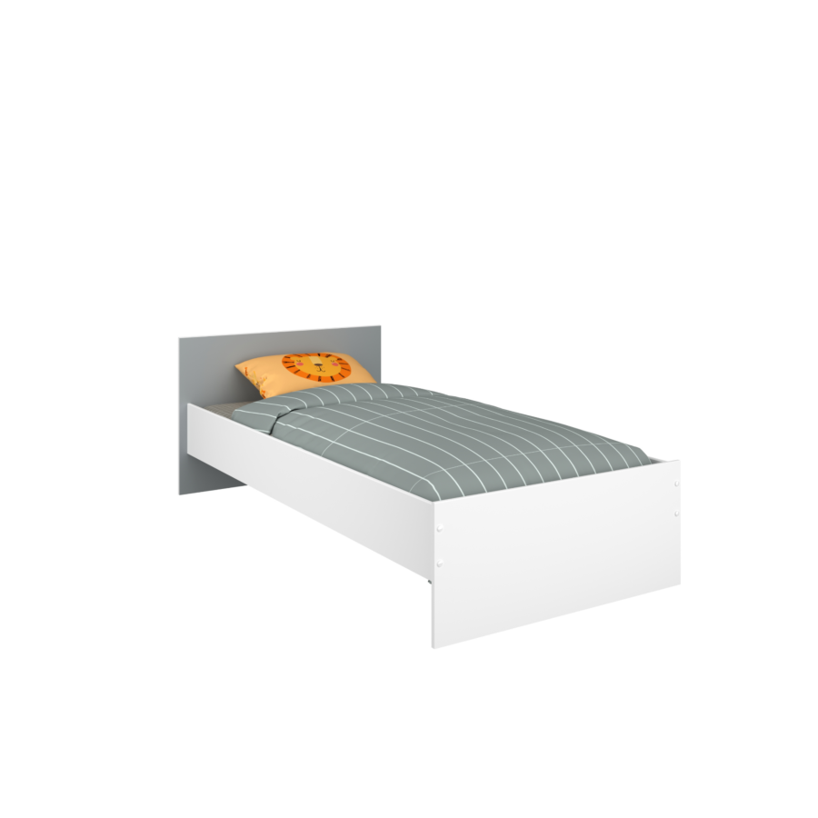Lit Pirouette Avec Sommier - Blanc / Gris / Rose DÉSTOCKAGE