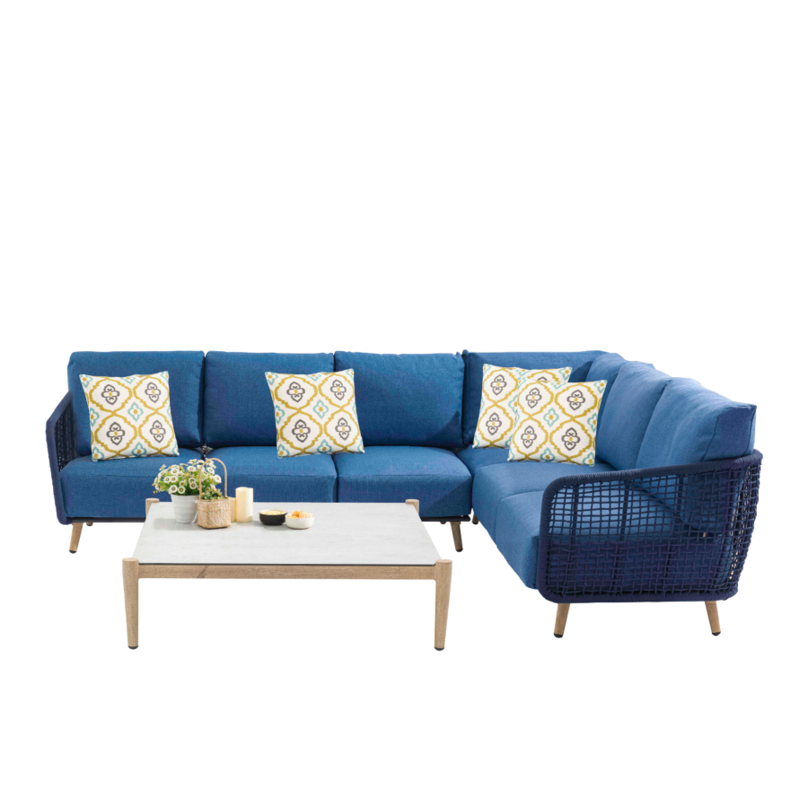 Coin Jardin Apple 6 Places + Table Basse - Bleu Liquidations Jardin