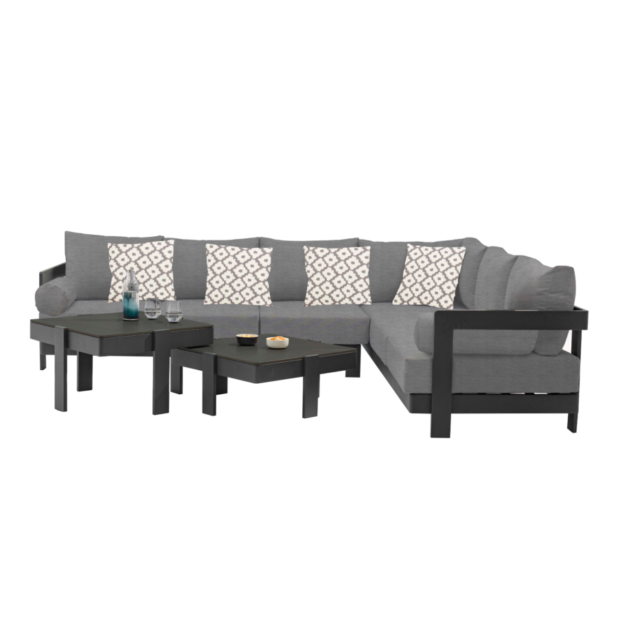 Coin Jardin Henley 6 Places + 2 Tables Basses - Gris Salons de jardin bas