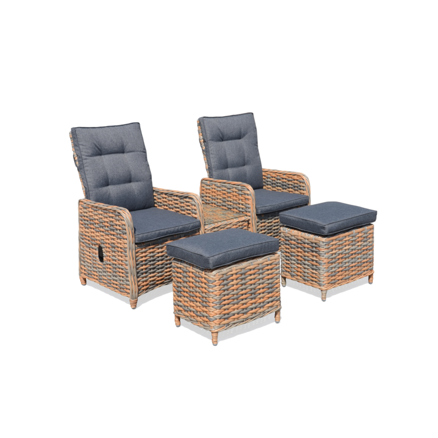 Set Relax Chahine 2 Fauteuils +2 Reposes Pieds Et Table Basse - Gris Transats et bain de soleil