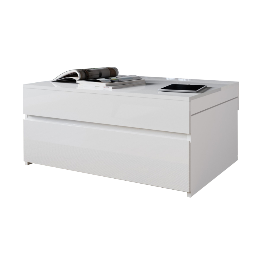 Table Basse Extensible Lea - Blanc / Chêne Déstockage