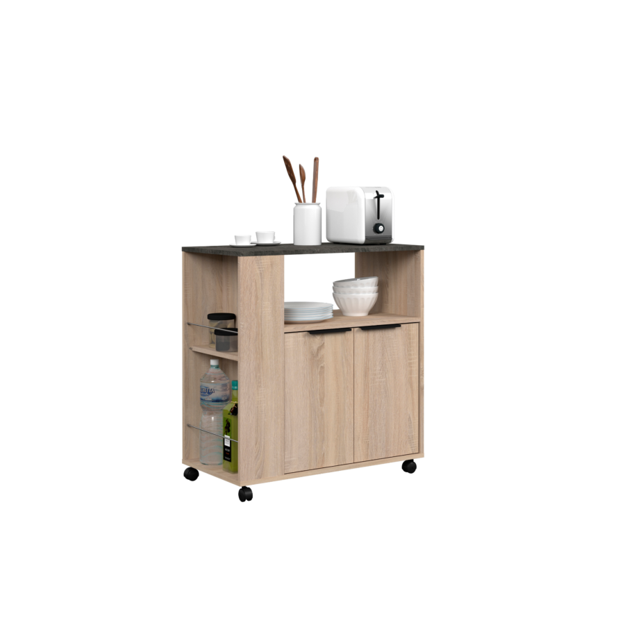 Desserte Cuisine Fumay Avec Roulettes - Oak Déstockage