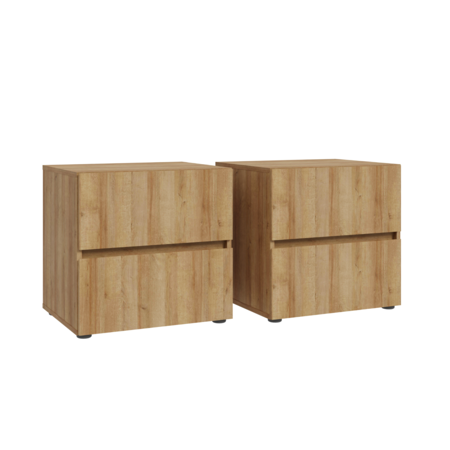 Set De 2 Tables De Chevet Lenybelardo - Chêne / Blanc Essentiel HIVER