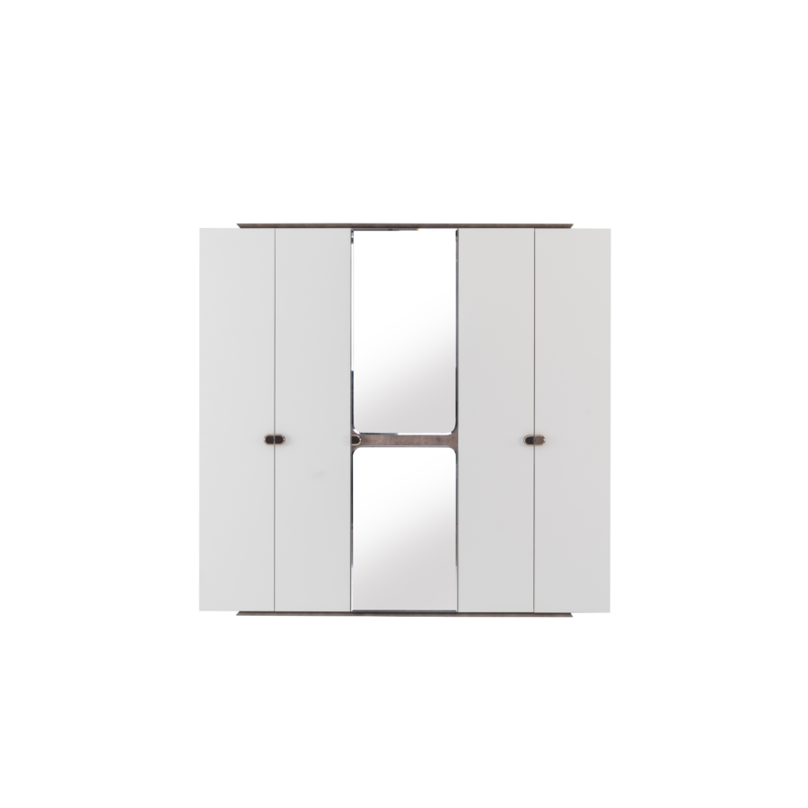 Armoire Basalto - Blanc / Marron Chambre double