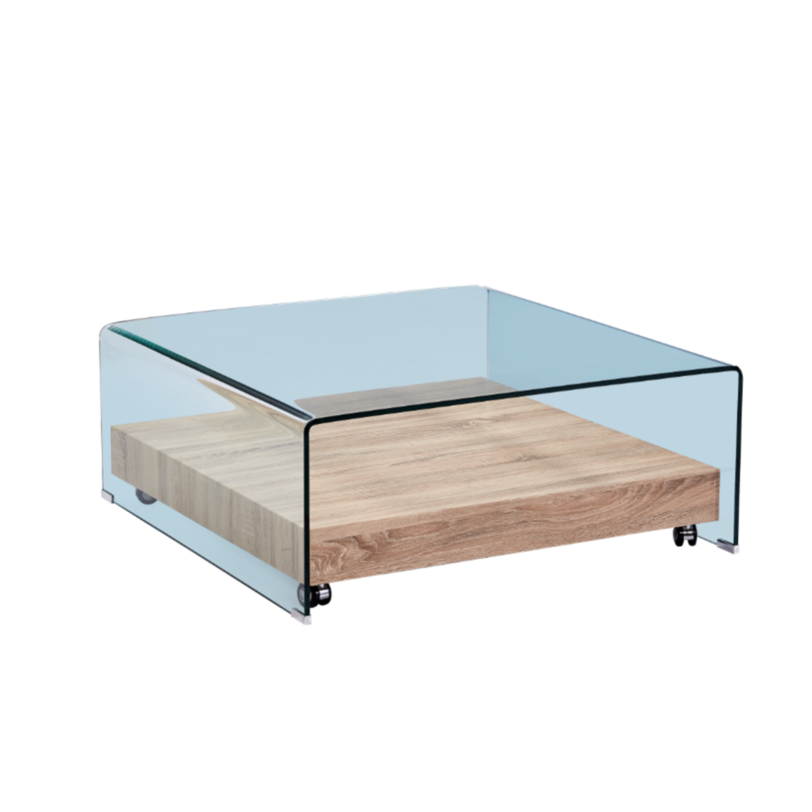 Table Basse Carrée Kinshasa Avec Niche - Blanc / Beige Soldes été vague 2
