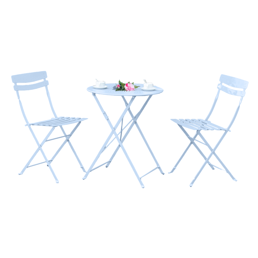 Set Bistrot Baihe Avec 2 Chaises + Table - Bleu Ciel Meubles jardin