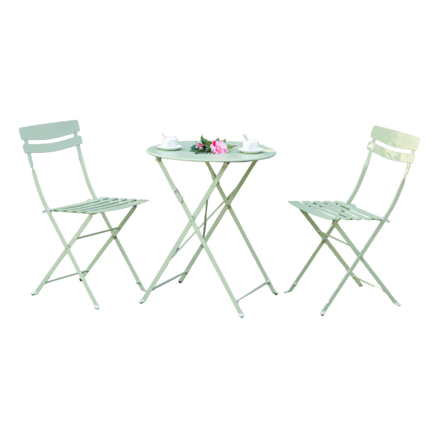 Set Bistrot Baihe Avec 2 Chaises + Table - Vert Clair Meubles jardin