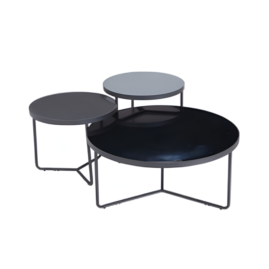 Table Gigogne 3 Pièces Calcutta - Gris / Noir Table d'appoint