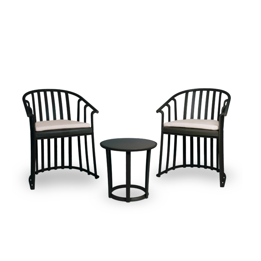 Set De Balcon New Raff Avec Fauteuils Et Table - Noir Meuble extérieur