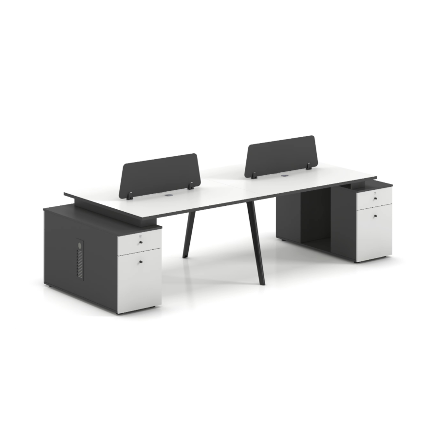 Bureau Workstation Respect 4 Places - Blanc Bons plans Bureaux