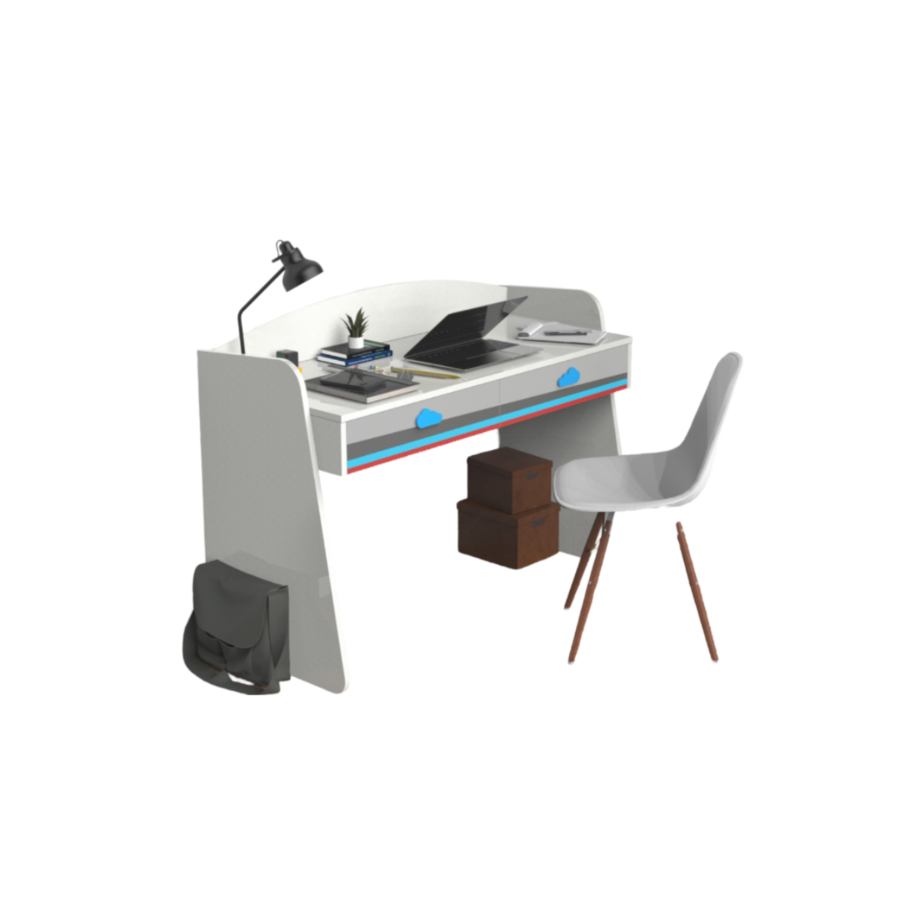 Bureau Avion - Blanc / Bleu / Rouge Chambre enfant