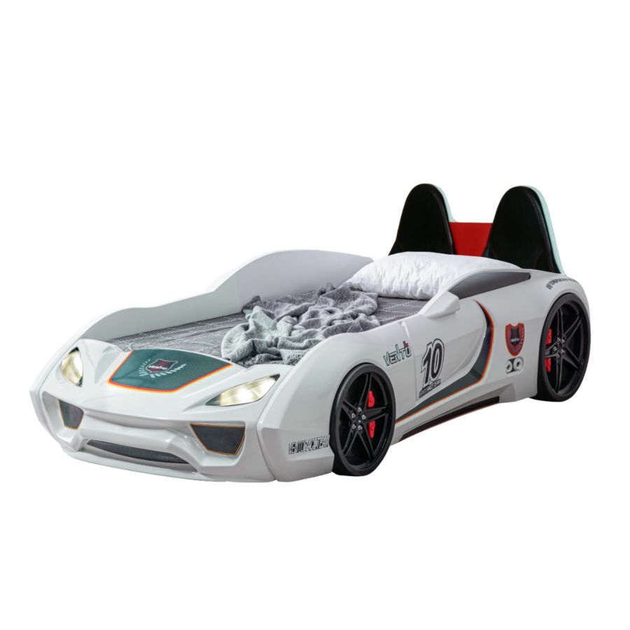 Lit Voiture Vento 90X190Cm Avec Sommier + Led + Siège Chambre enfant