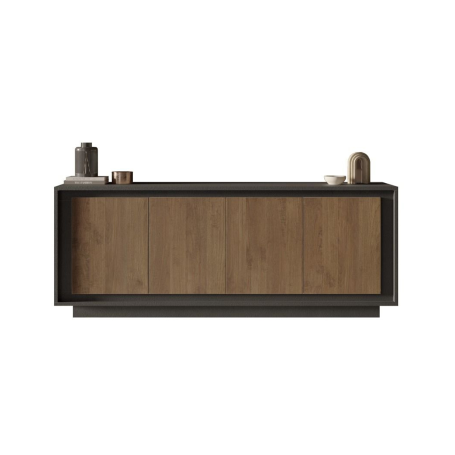 Buffet 4 Portes Sky - Noir / Marron Soldes été vague 2
