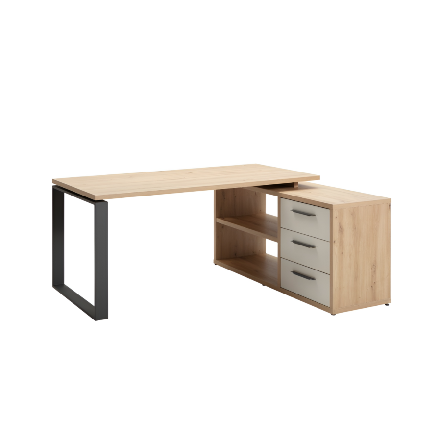 Bureau Disegno Art Avec Credence Et 3 Tiroirs - Blanc Crème / Beige Bons plans Bureaux