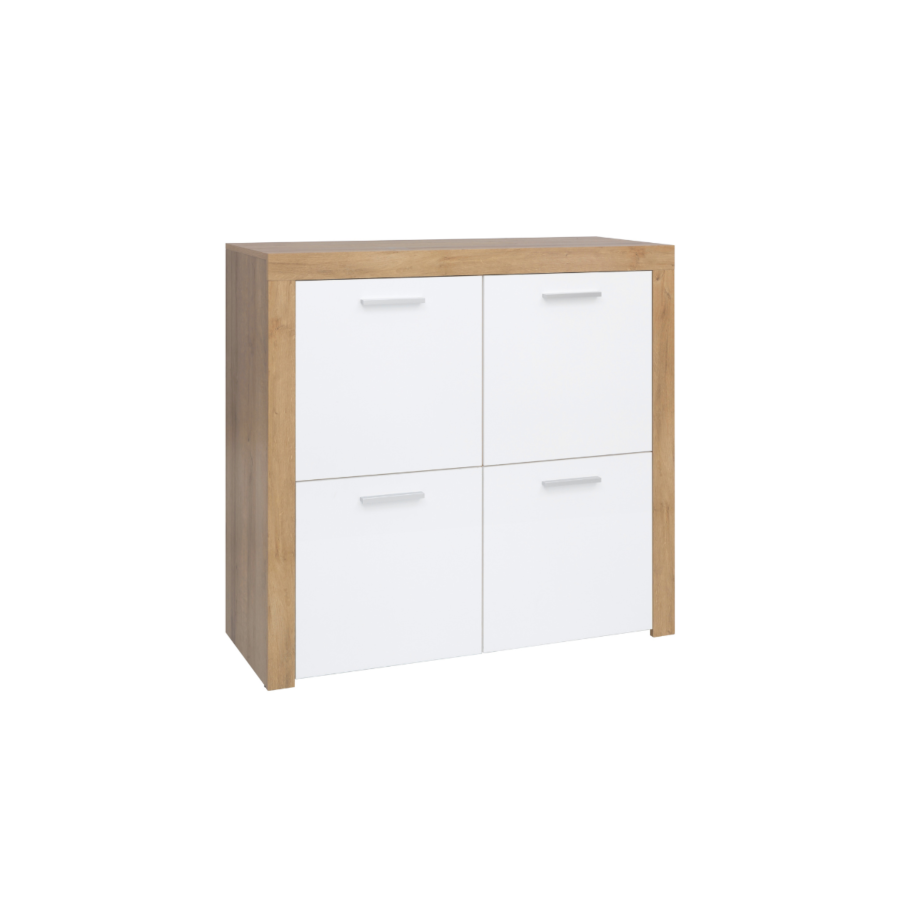 Commode Balder 4 Portes - Blanc / Chêne Chambre enfant