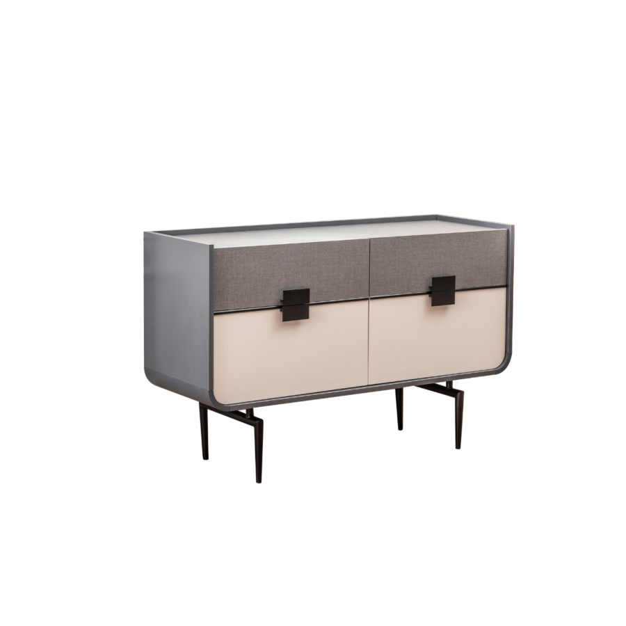 Commode Panama Avec 4 Tiroirs - Gris / Blanc Chambre double